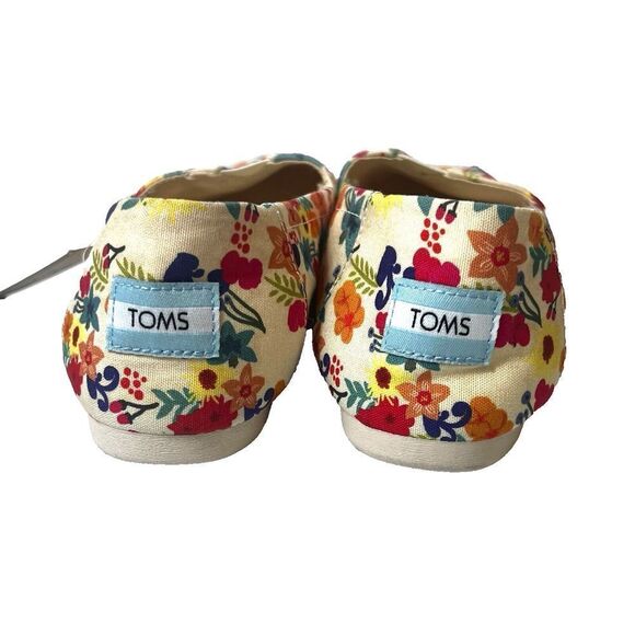 TOMS Shoes Women Size 8 Slip On Comfort Casual Flat Floral Multicolor Fabric New - Picture 6 of 8